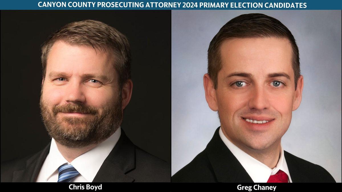 Canyon County Prosecuting Attorney 2024 Primary Election candidates Chris Boyd and Greg Chaney.