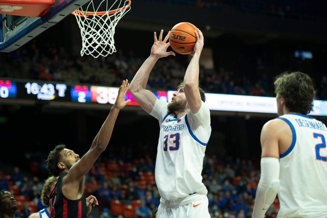 Senior Mladen Armus had 12 points and seven rebounds in Boise State’s 69-63 win over UNLV on Friday at ExtraMile Arena.