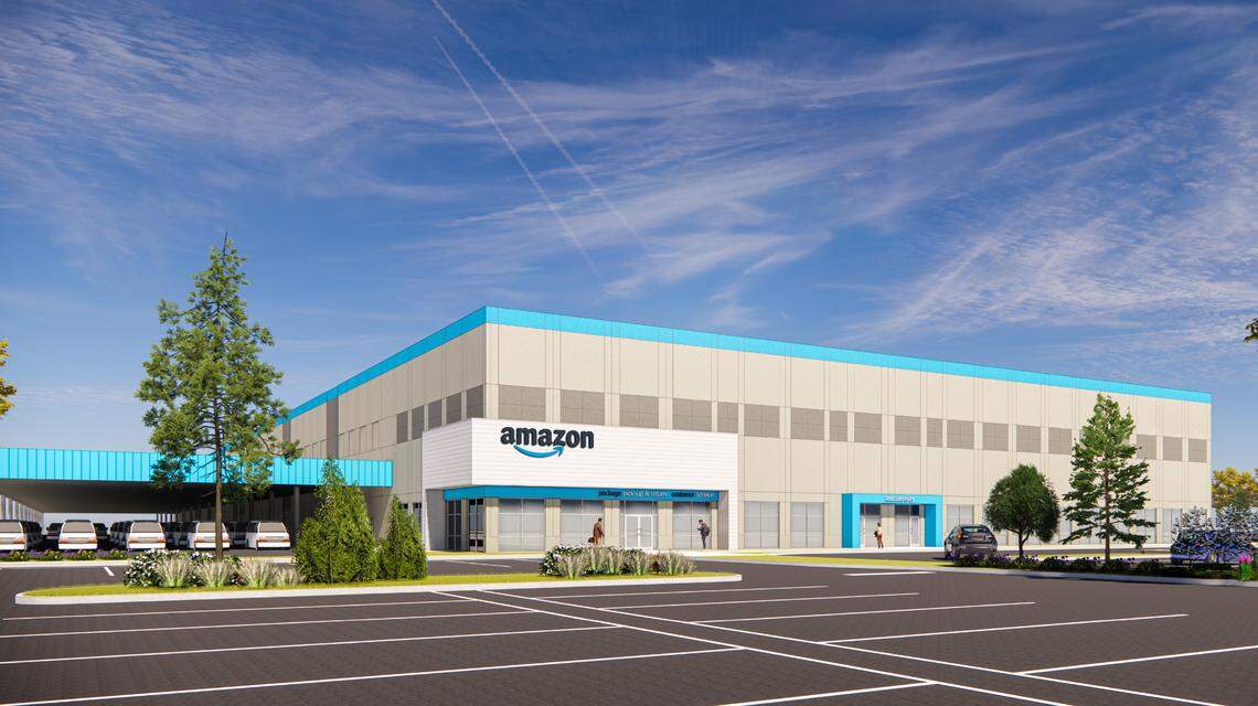 An artist’s rendering of the Amazon local delivery station going up at 2316 W. Franklin Road in Meridian, designed by architect Ware Malcolm.