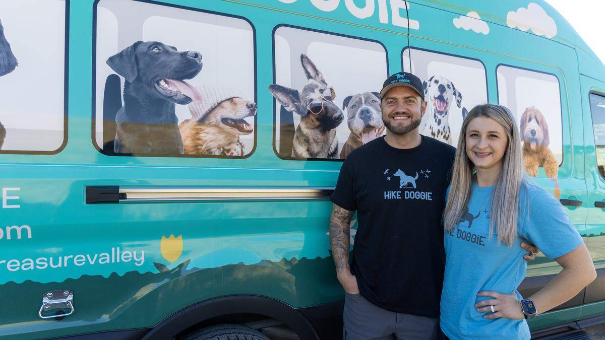 Harry and Megan Maalouf are the owners of Hike Doggie Treasure Valley, a new business that allows people to sign up to have their dogs picked up and taken to the Foothills for a hike.