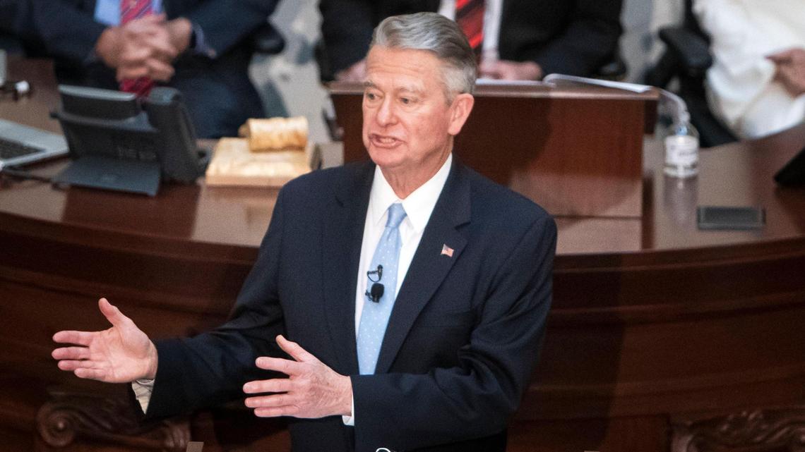 Gov. Brad Little delivers the annual State of the State address the Idaho Legislature and the citizens of Idaho Monday, Jan. 10, 2022 at the Statehouse in Boise.