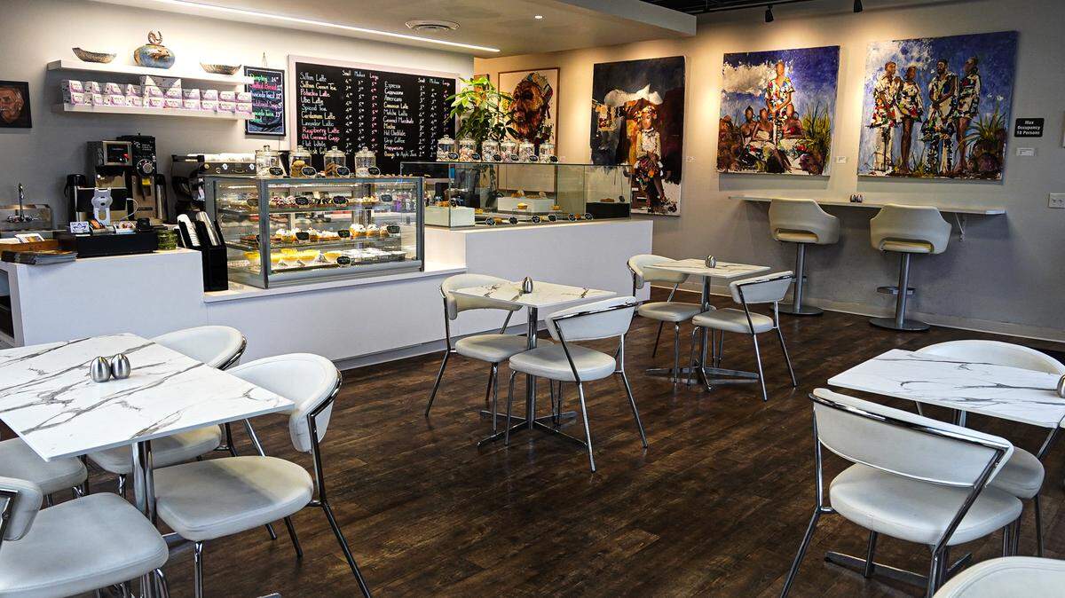 Artwork fills the walls of the stylish original location on Fairview Avenue.