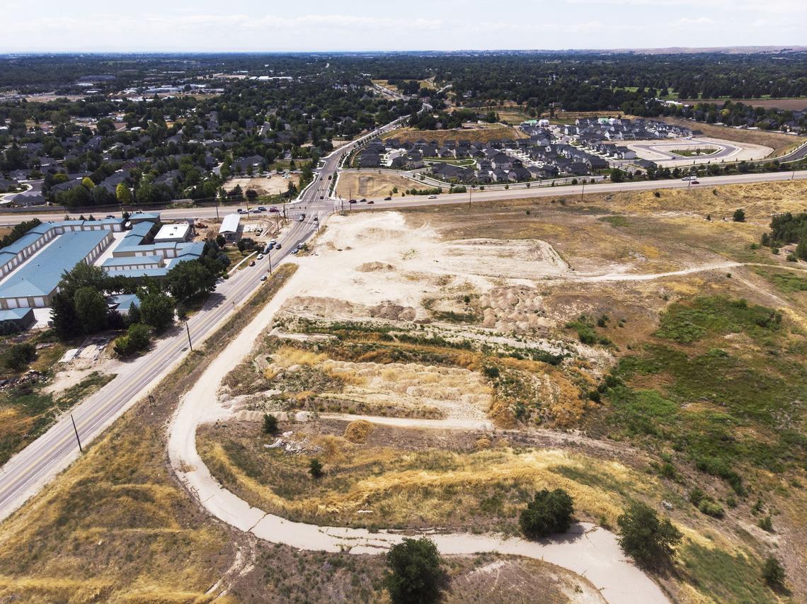 The vacant lot where a Costco is now planned, in a 2019 photo. The land, at the northeast corner of Idaho 55 and Hill Road, was formerly home to a quarry owned by the Greco family in Eagle.