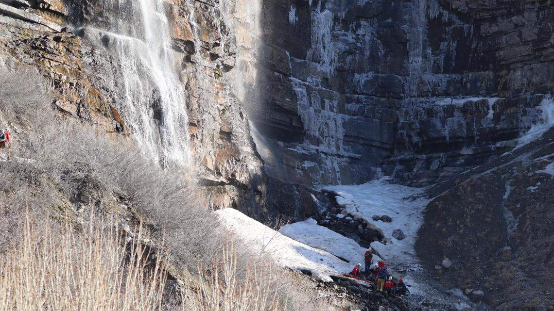 A man in his 30s was struck by a chunk of ice at the Bridal Veil Falls in Utah, the sheriff’s department said on April 7, 2022. Several bones in his face were broken.