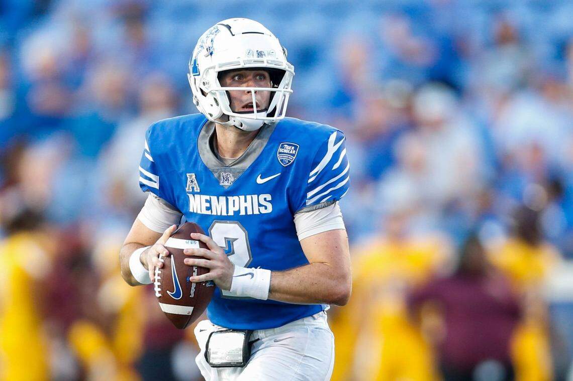 Memphis quarterback Seth Henigan looks to pass against Bethune-Cookman earlier this season.