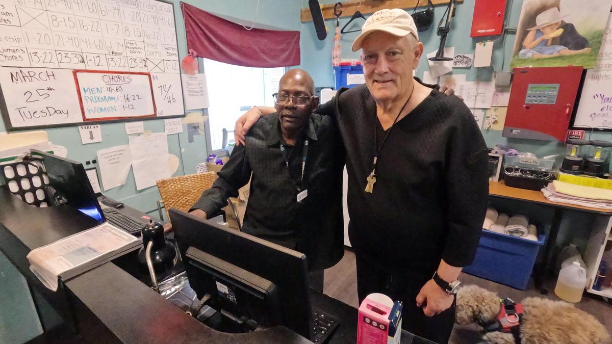 Leonard Peoples and Skip Murray are staff members at Interfaith Sanctuary who were previously homeless. They oppose Senate Bill 1141, which would ban “unauthorized” camping in large Idaho cities.