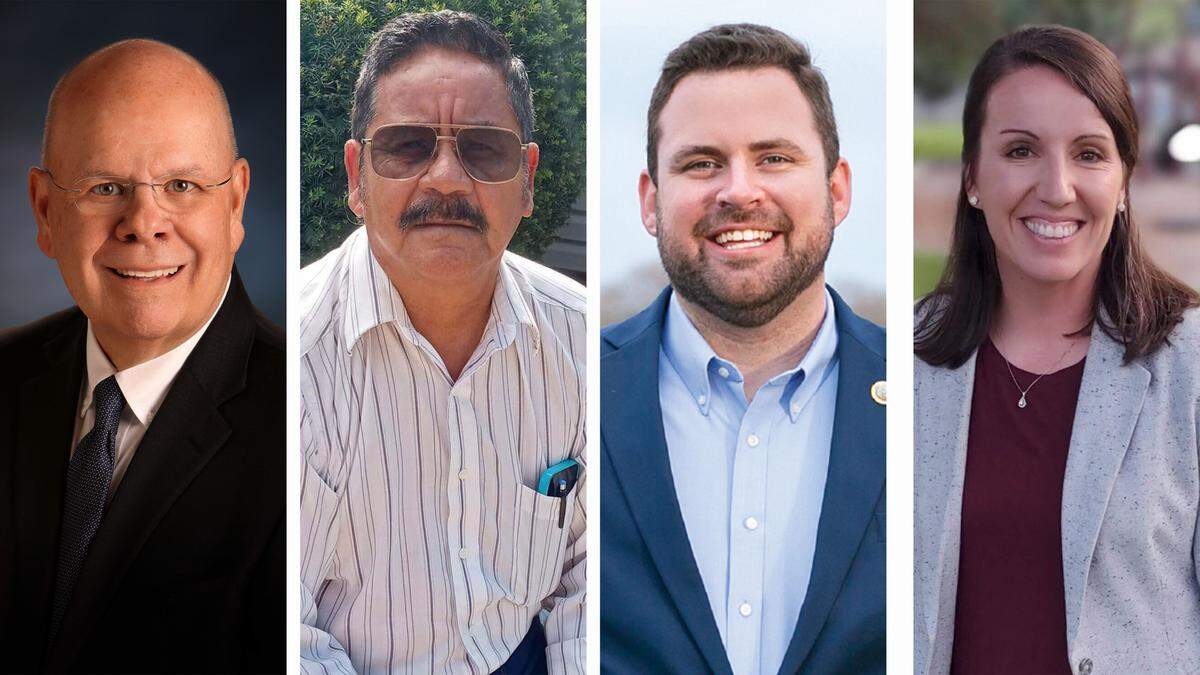 Four candidates are running for District 2 of the Boise City Council in November 2023. From left: Grant Burgoyne, Jesse Gonzales, Colin Nash and Hillary Smith.