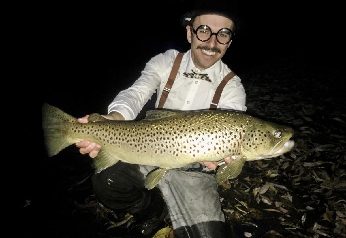 Stephen Veals holds up a massive 24-inch brown trout he fished out of the Boise River on Halloween Night in 2018. To meet his 365-day fishing challenge Veals stopped to fish on the way to his wife’s office party. “The big ones only come out at night,” he said. Veal is strictly a catch and release angler, so this monster brown didn’t make it to the party-it’s still lurking in the deep waters.