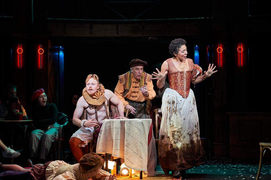 Jonathan Dyrud, M.A. Taylor and Jessika Williams in “The Taming of the Shrew.”