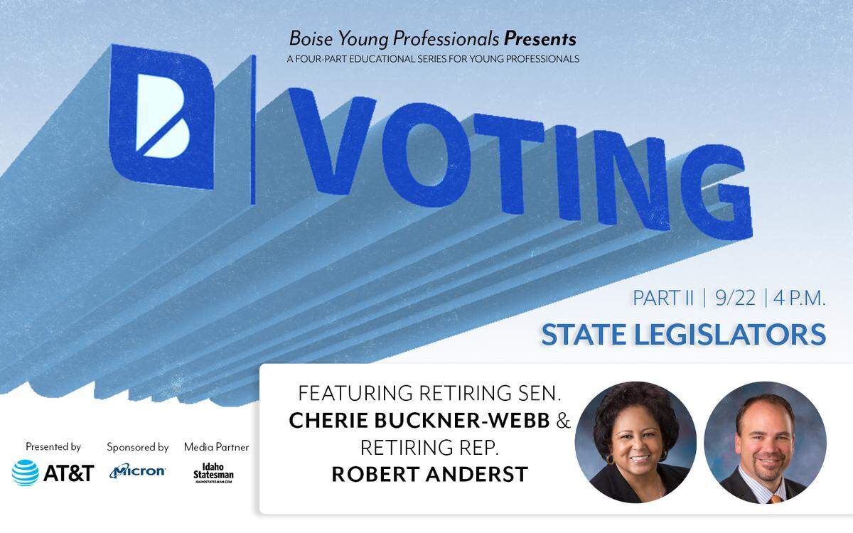 The Idaho Statesman is partnering with Boise Metro Chamber of Commerce and Boise Young Professionals for this series that explains how government works. On Sept. 22, hear from retiring Idaho state Sen. Cherrie Buckner-Webb and Rep. Robert Anderst about state government.