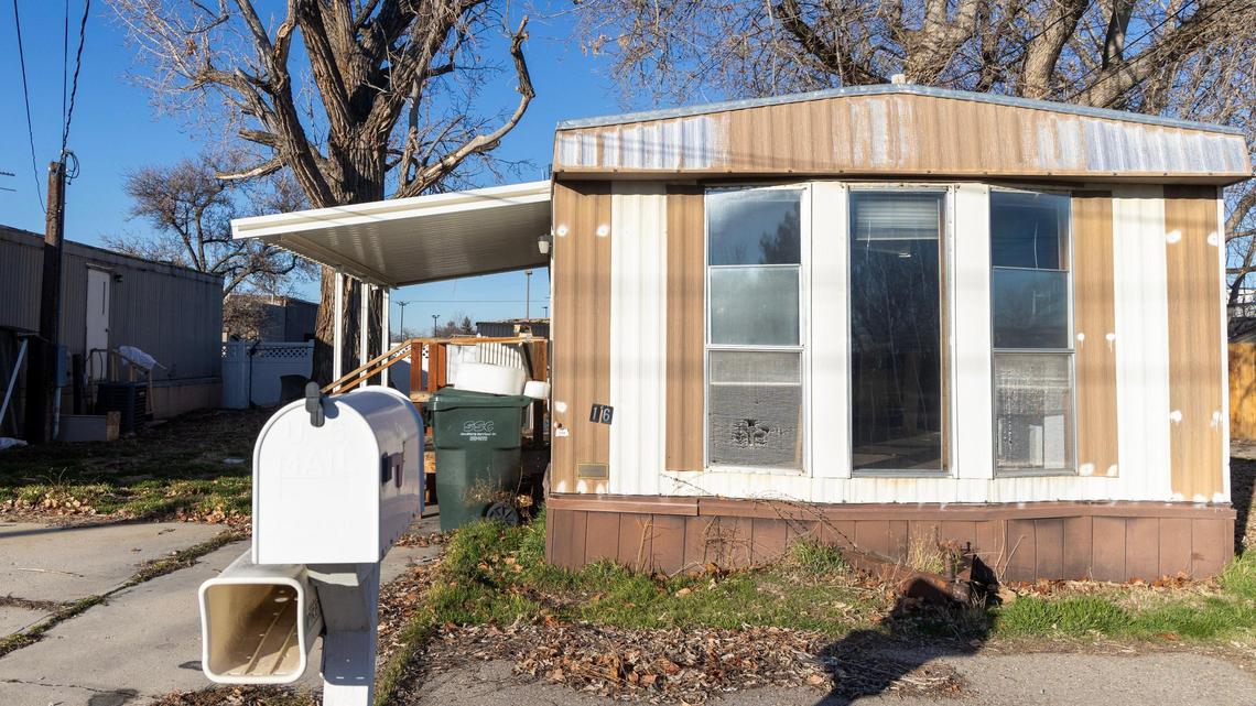 A mobile home sits on the north side of Elm Grove Park near downtown Meridian.