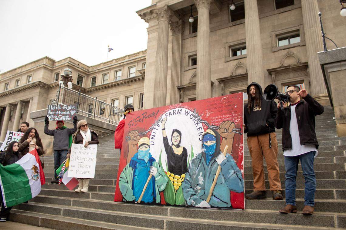 Idahoans protest President Donald Trump’s immigration policies in Boise in February. Several groups sued to block a law passed this session.