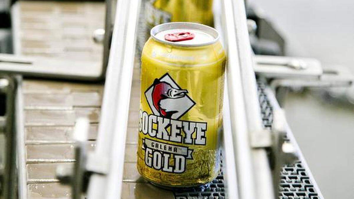 A batch of 120 cases of Galena Gold beer makes its way through the production line at Sockeye Brewing on Fairview Avenue in Boise, Idaho. Friday April 15, 2016