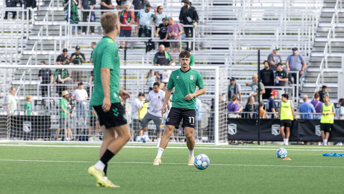 AC Boise forward “Yukon Joe” Hanson warms up before the match against Fort Wayne on May 23 at Athletic Club Boise Stadium.