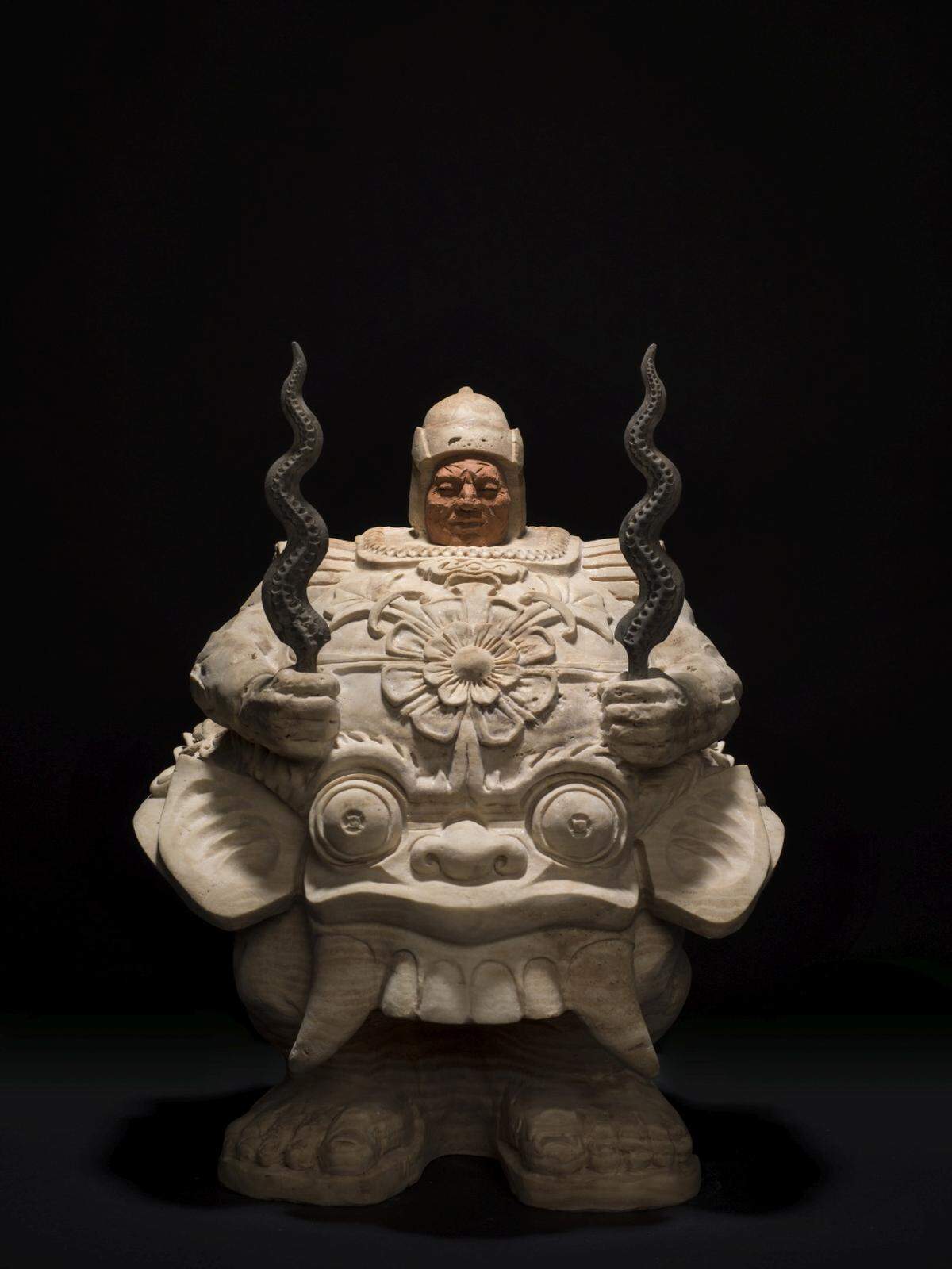 This Balinese Guardian is carved form velluto marble and stands 18-inches tall. It is part of Matteo Pulgiese’s “The Guardians”  installation at the Boise Art Museum.