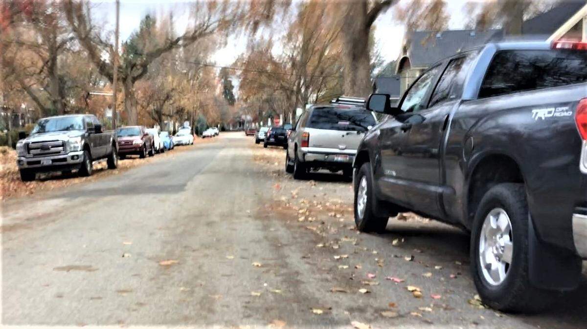 Cars and trucks park on 11th Street in Boise’s North End.