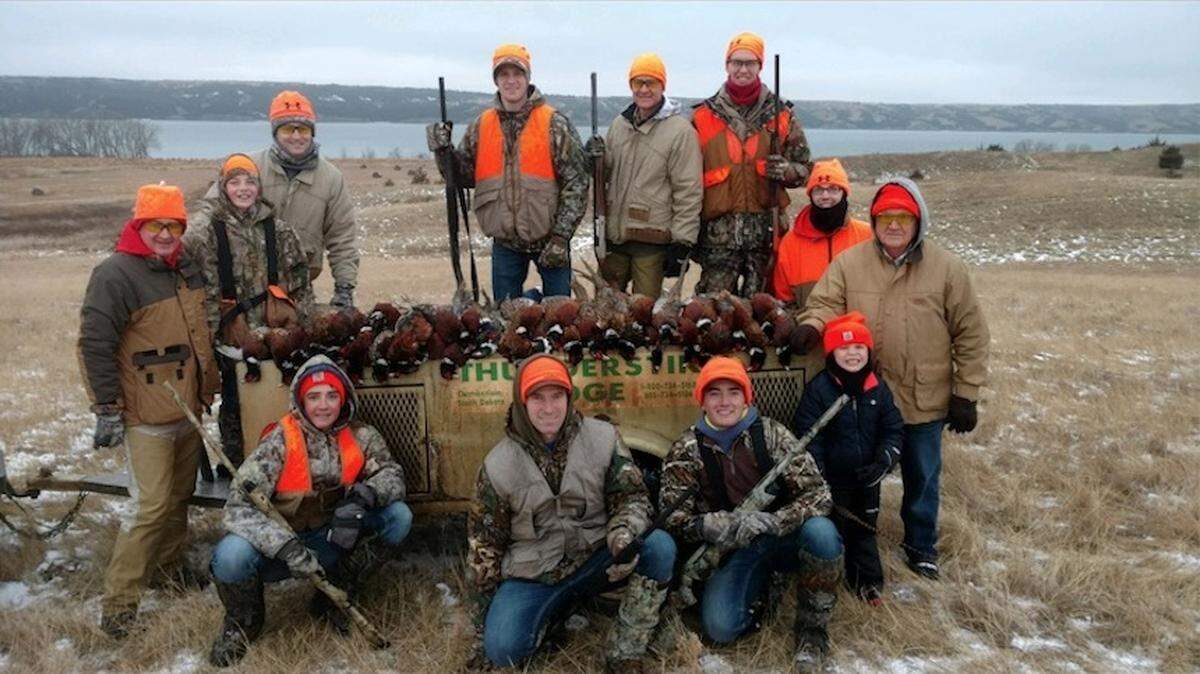 Members of the Hansen extended family on a hunting trip in South Dakota over the weekend.