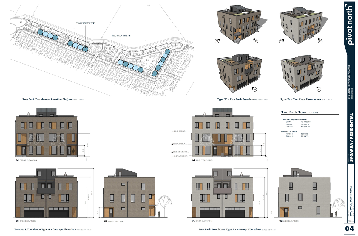 2022 elevations of the “duet” homes in the Sagarra subdivision.