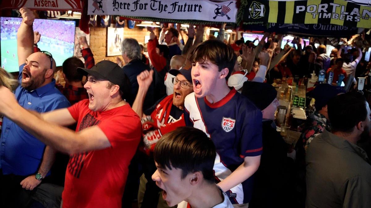 Fans celebrate Team USA’s goal in the first half against Wales during the World Cup Group A opener in Qatar, Monday, Nov. 21, 2022 in this file photo. Wales tied the game in the second half, forcing a draw.