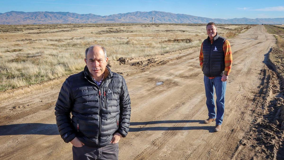 Mike Adler, Adler Industrial, left, and Tommy Ahlquist of Ball Ventures Ahlquist are creating a large industrial and commercial development called Pleasant Valley Industrial Park on South Orchard Street near the Boise Airport.