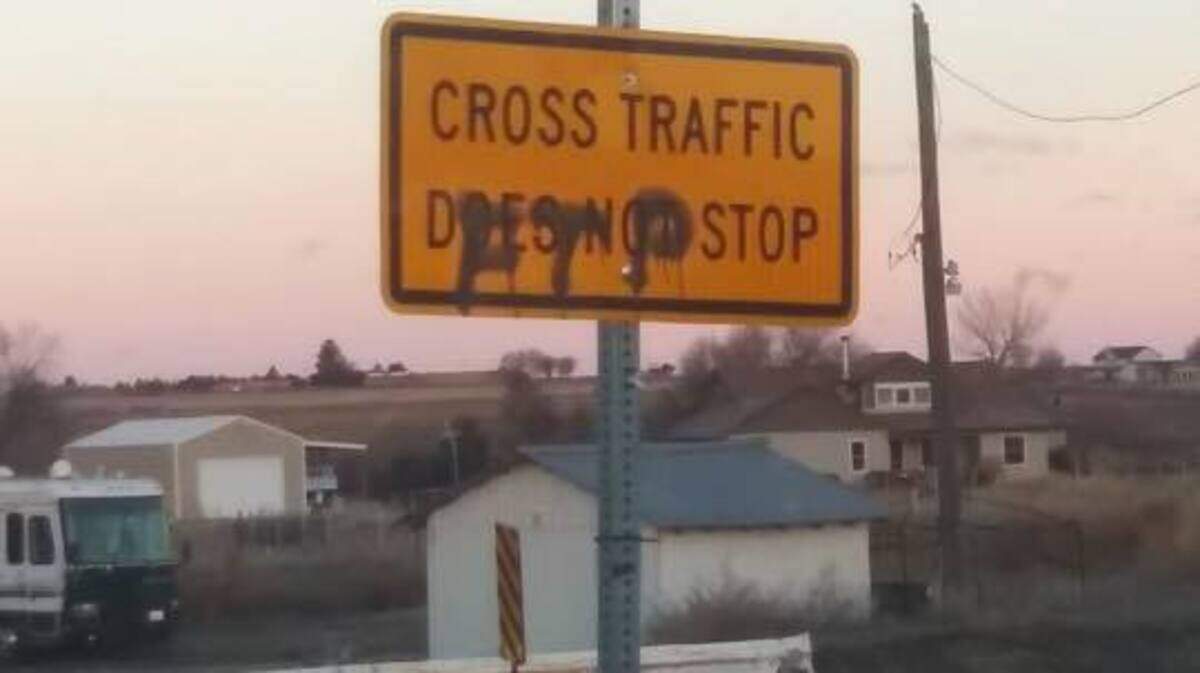 Signs in Middleton were tagged by vandals early Monday morning.
