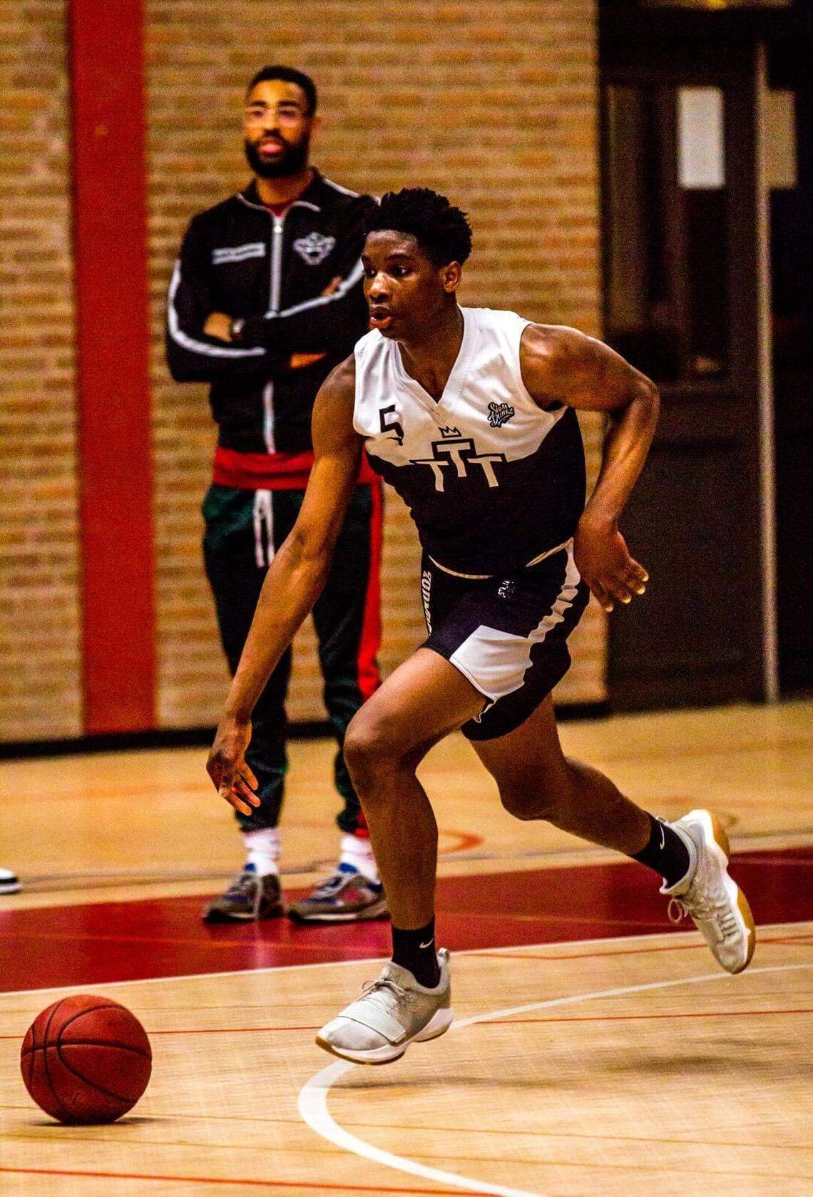 Boise State’s Emmanual Ugbo competes as a teenager for BC Triple Threat, the Dutch basketball club led by his “second dad,” Dominque Schemmekes.