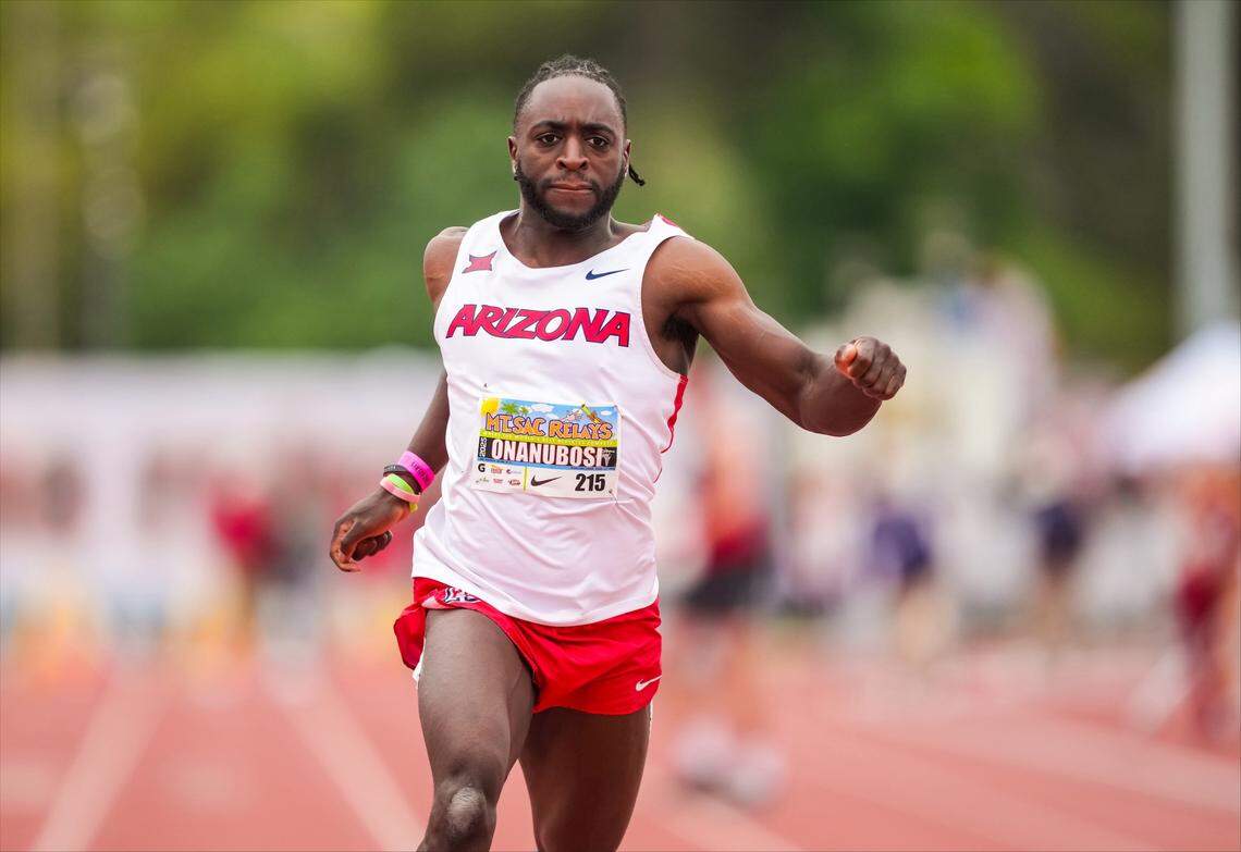Bishop Kelly High graduate James Onanubosi is part of Arizona’s 4x100 relay team that qualified for the NCAA track and field national championships.