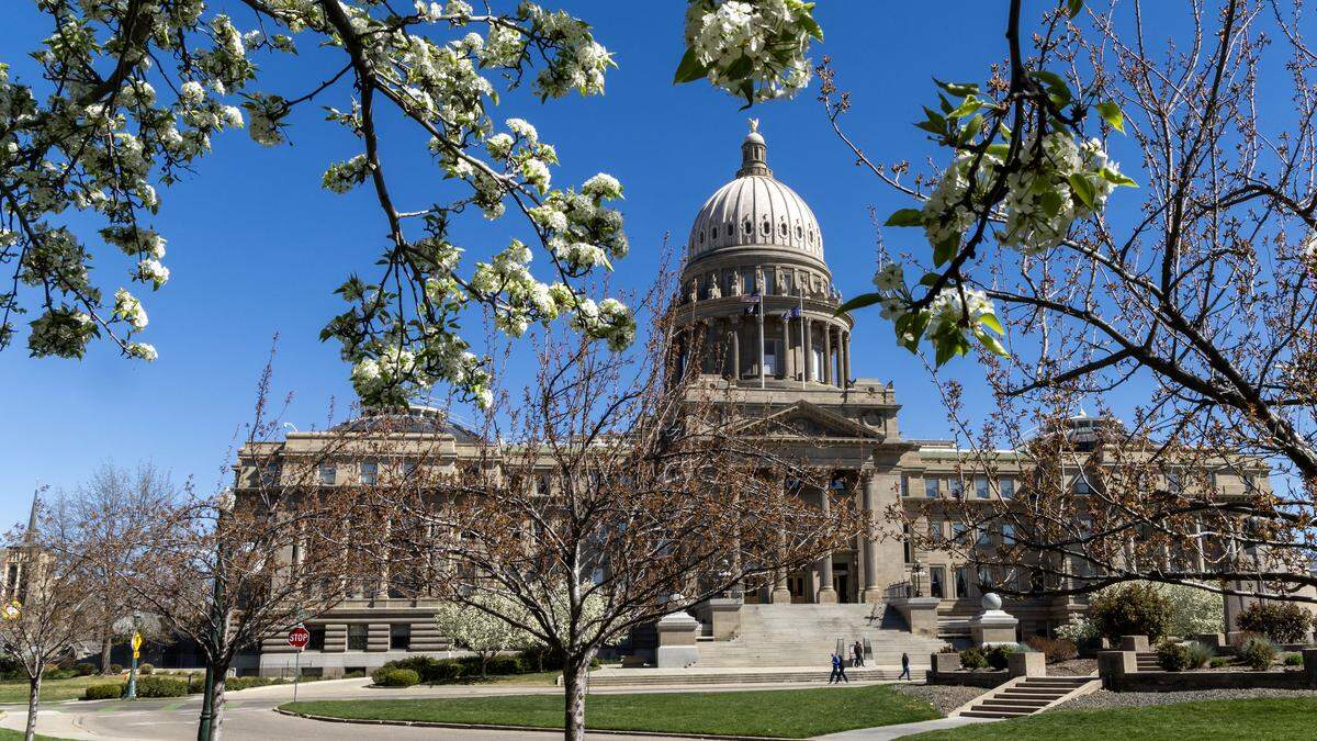 As the Idaho Legislature continues its 2026 session, blossoms are blooming outside of the Idaho Statehouse in downtown Boise, Friday, March 27, 2026.