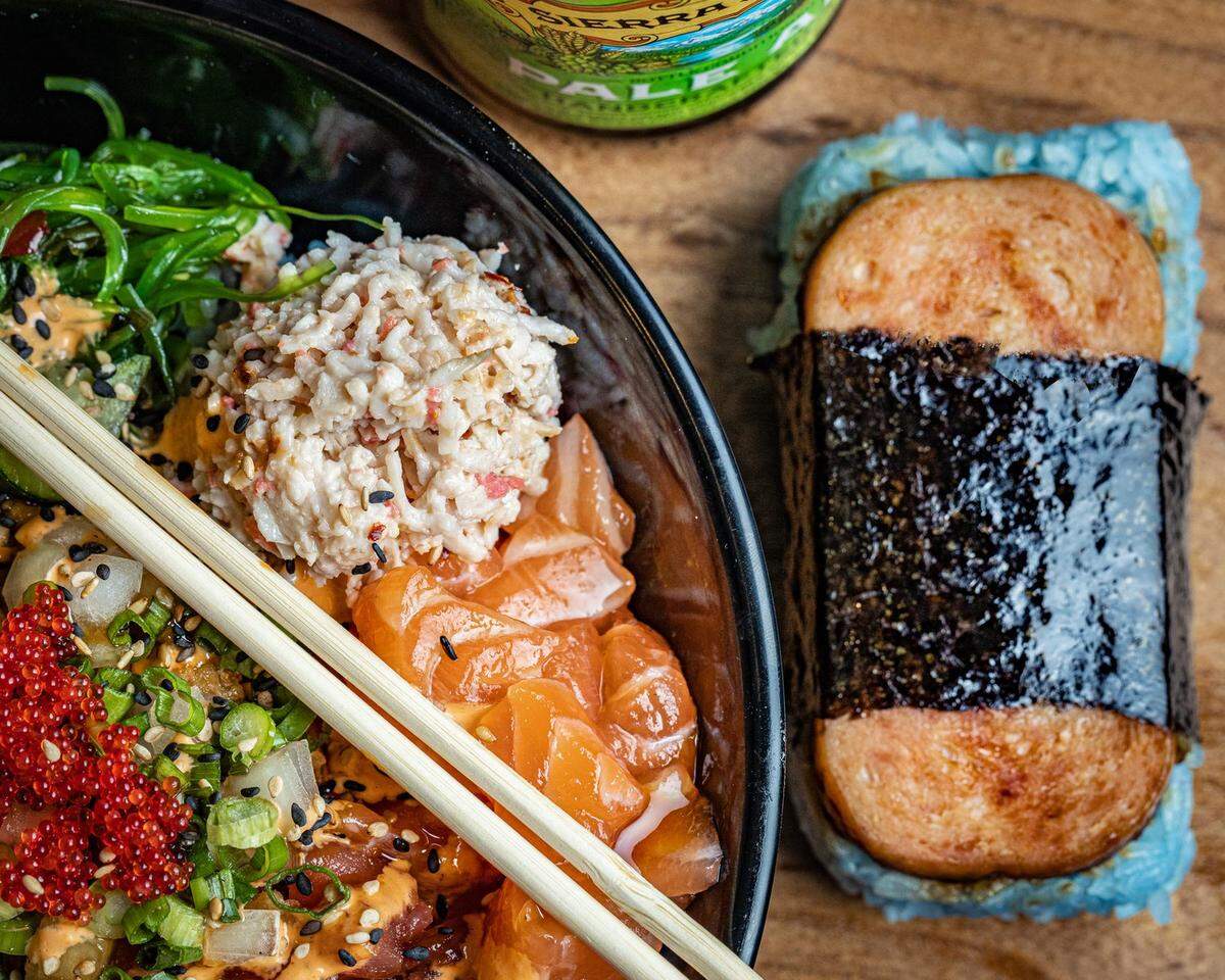 Poke bowls and Spam musubi are on the menu at Paddles Up.