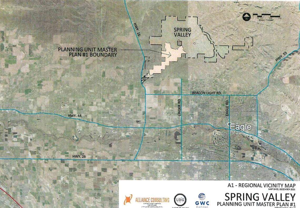 This map shows the Treasure Valley, with the Spring Valley development near the top. Eagle annexed Spring Valley in 2007.