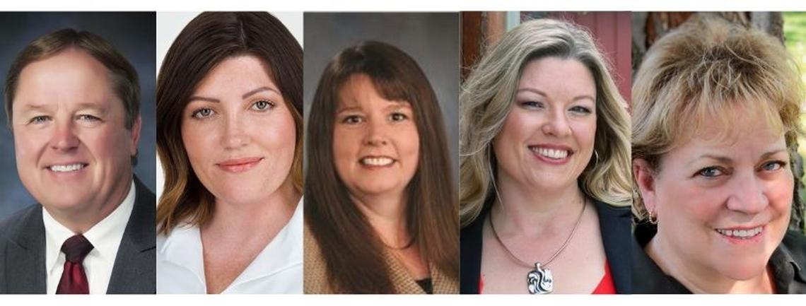Brad Hoaglun, Elizabeth “Liz” Strader, Denise Hanson-LaFever, Jessica Perreault and Donna Lusigan are all running for a city council seat in Meridian.