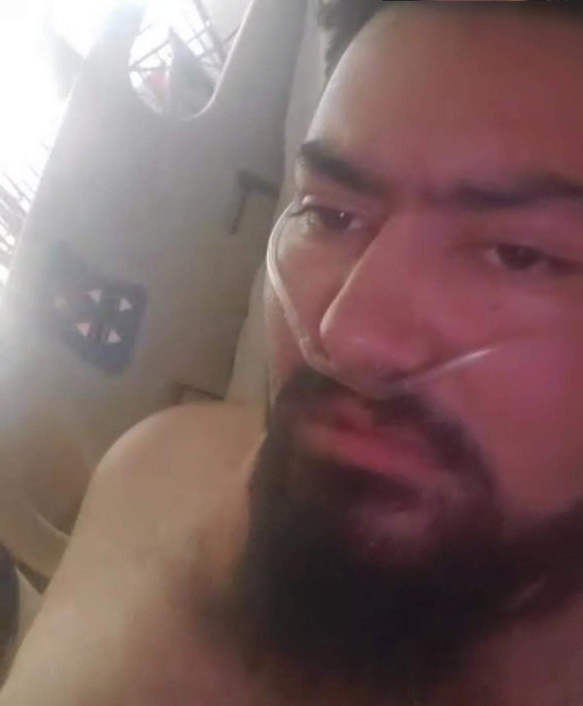 Bryson Buffington’s mother captured this image of him during a video chat while he was hospitalized in Boise with COVID-19. Buffington, 23, spent two weeks in the hospital. He isn’t sure where he was exposed to the coronavirus, but several of his family members came down with COVID-19 around the same time.