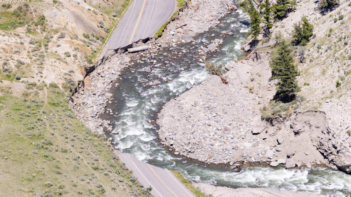 Yellowstone National Park’s North Entrance Road was damaged by flooding in June. As of Aug. 10, the road remains closed to vehicles.
