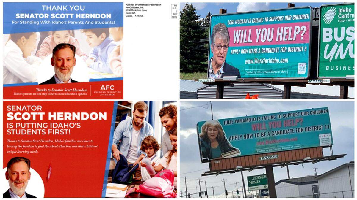 Campaign material focusing on Idaho lawmakers’ stance on “school choice” policies have materialized in recent weeks, nearly a year before the next election.