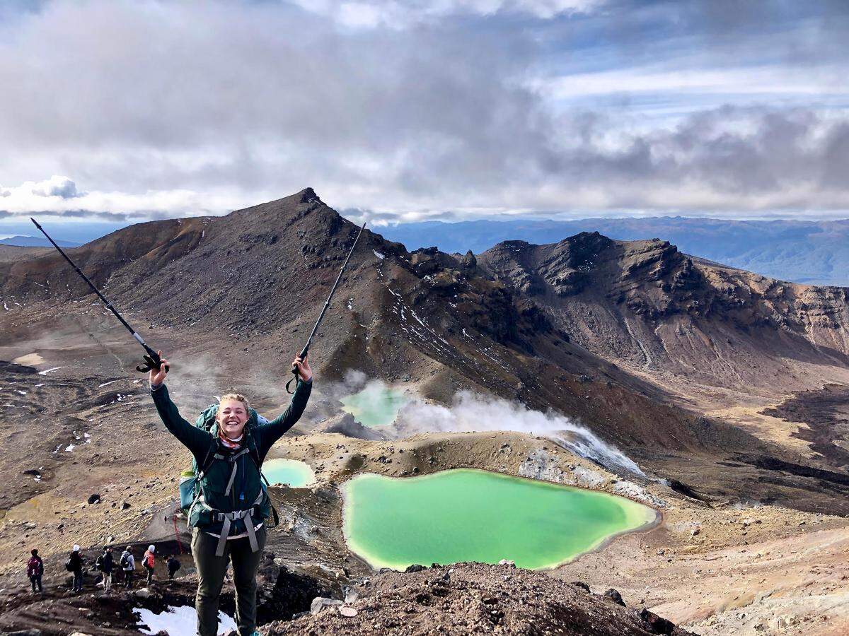Claire Lewinski, of McCall, Idaho, poses in front of Mount Ngauruhoe – better known to Lord of the Rings fans as Mount Doom – in Tongariro National Park in New Zealand. Lewinski thru-hiked the Te Araroa trail as part of her recovery from multiple concussions.