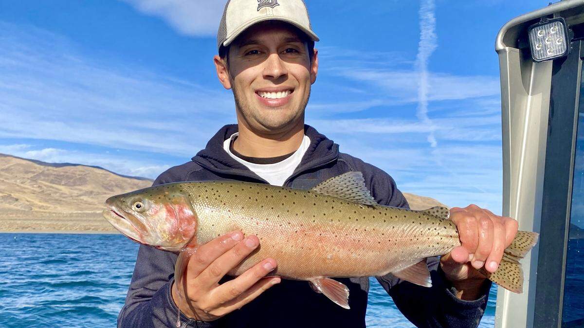 Pyramid Lake in Nevada famous for its population of big Lahontan cutthroat trout. Fish over 10 pounds are not uncommon, and giants over 20 pounds are possible!
