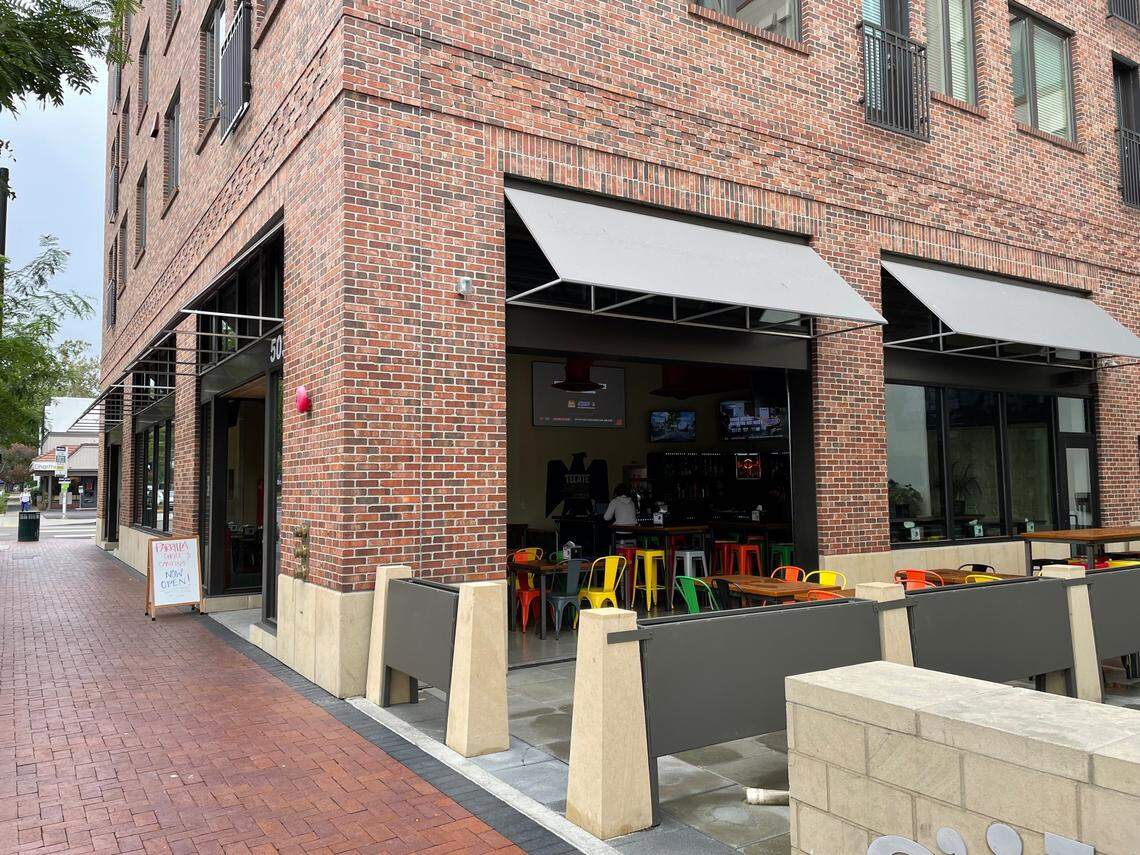 A modest but inviting patio is on the side of the downtown Parrilla Grill.