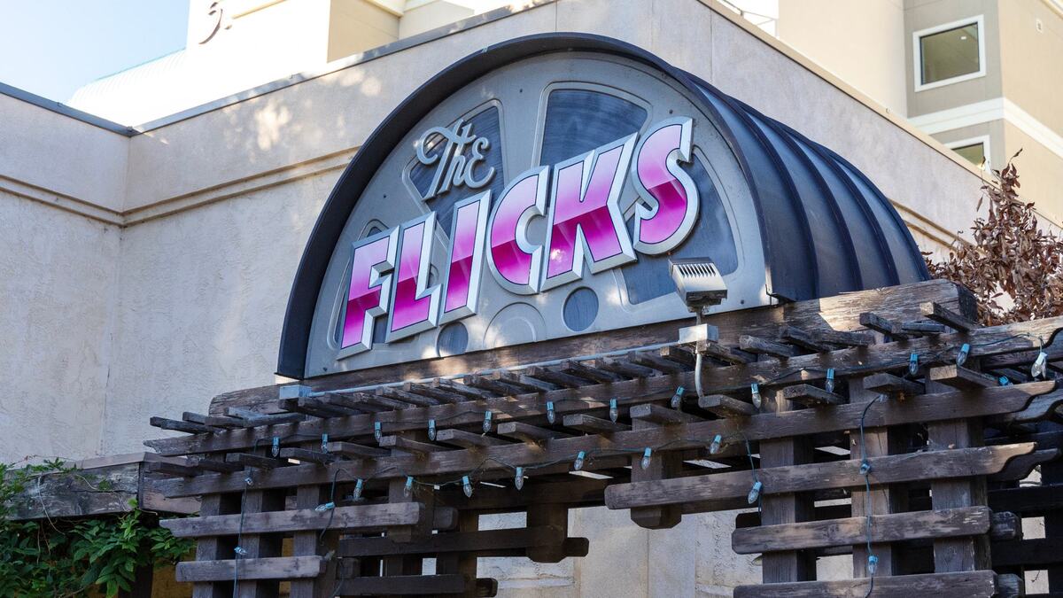 The Flicks movie theater entrance is shown in this 2024 photograph. The Flicks will host Pride Film Night by showing Desert Heart on Thursday, June 25.