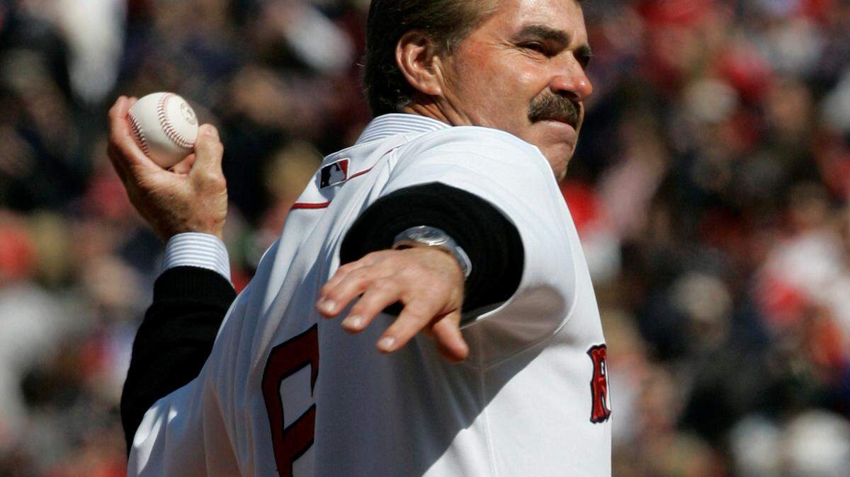 Former Boston Red Sox first baseman Bill Buckner, who was a member of the 1986 World Series team that lost to the New York Mets, throws out the ceremonial first pitch for the home Opening Day baseball game against the Detroit Tigers in Boston, Tuesday April 8, 2008.
