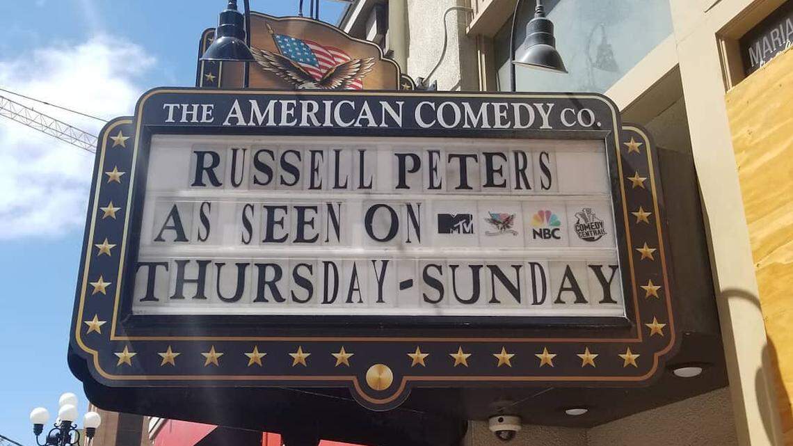 The marquee outside the American Comedy Co. in San Diego.