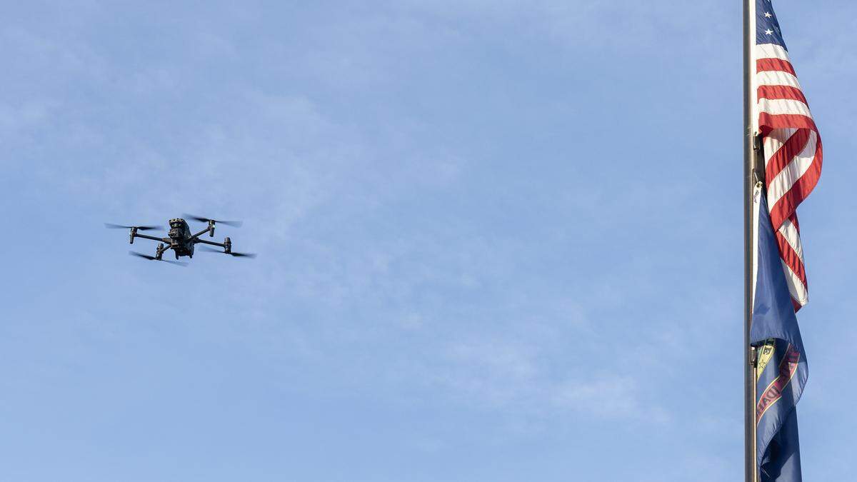 Officer Mark Horvath demonstrates piloting a drone at the Meridian Police Department, Wednesday, Feb. 4, 2026. Meridian Police Department uses drones for traffic crash reconstruction, missing persons cases and tracking suspects. A new program will utilize the deployment of drones as first responders.