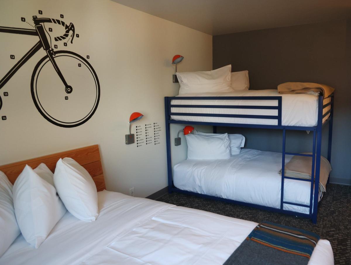 The Sparrow Hotel has different room configurations including this room with a bunk bed.