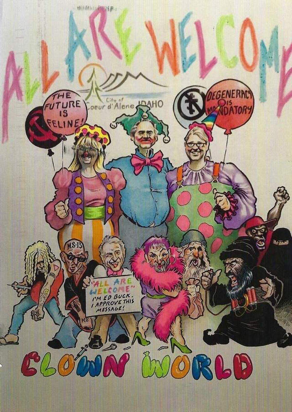 This cartoon postcard, shared by Coeur d’Alene City Council member Dan English with the Coeur d’Alene Press, was mailed to households in north Idaho.