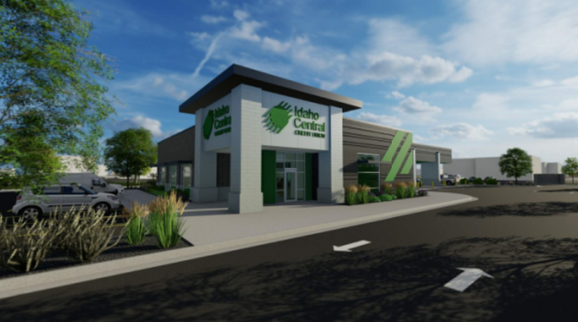 A rendering of a proposed Idaho Central Credit Union in the Linder Village development on the corner of Linder Road and Chinden Boulevard in northwest Meridian.