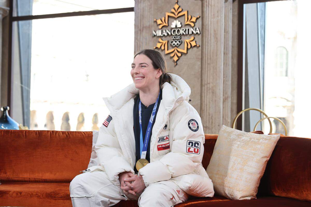 U.S. Olympian Hilary Knight makes an appearance on the NBC Today Show on February 20 in Milan, Italy.