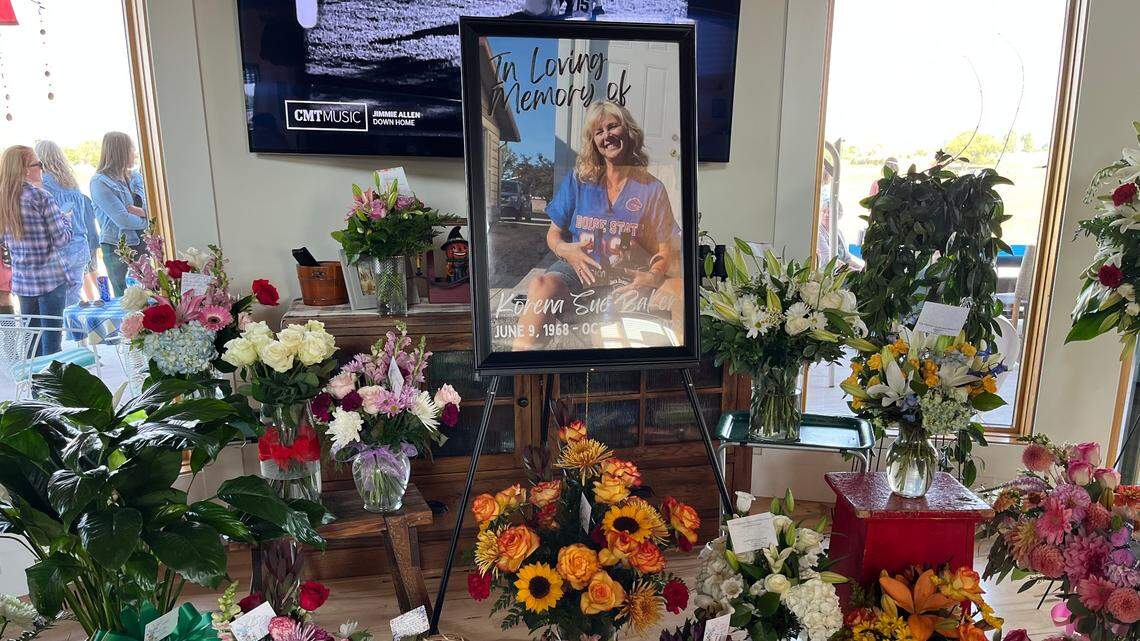 Attendees of Korena Baker’s celebration of life brought flowers and shared stories on Sunday.