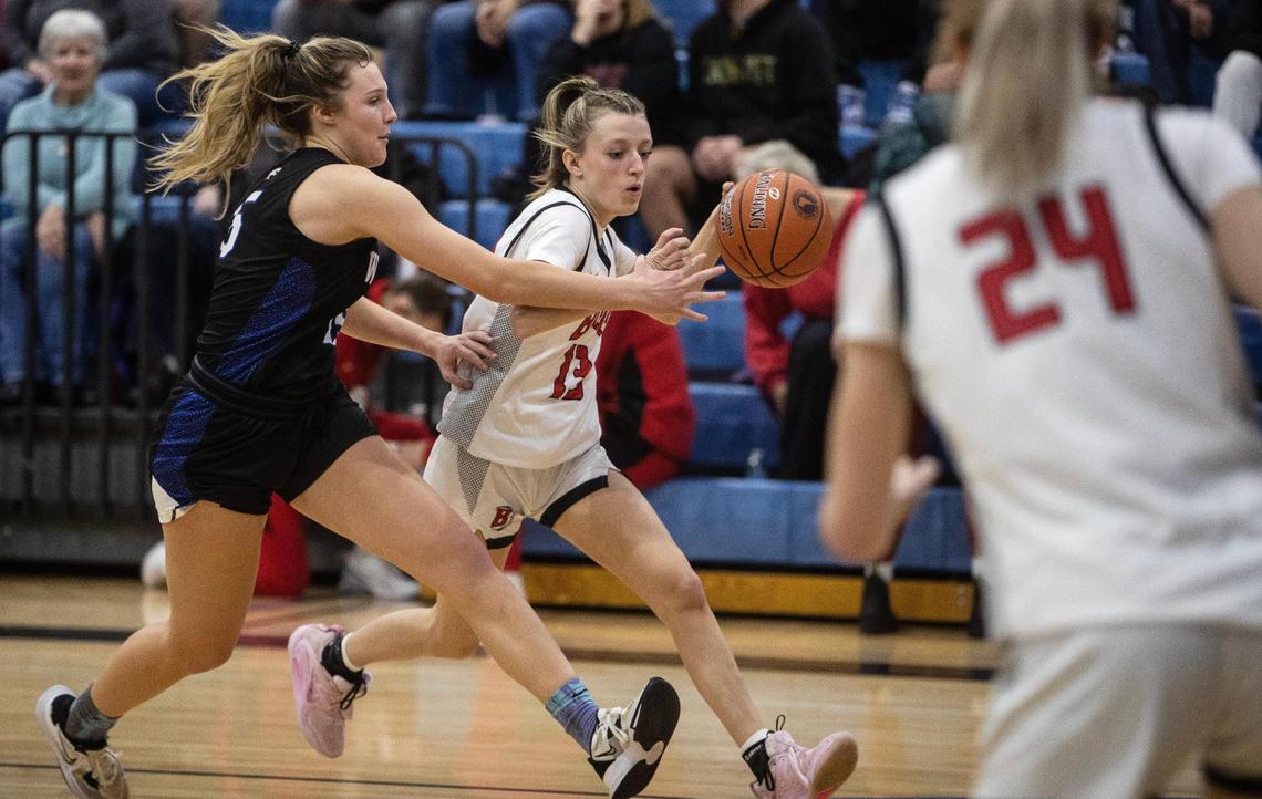 Boise sophomore Avery Patricco drives down the line Saturday at Timberline.