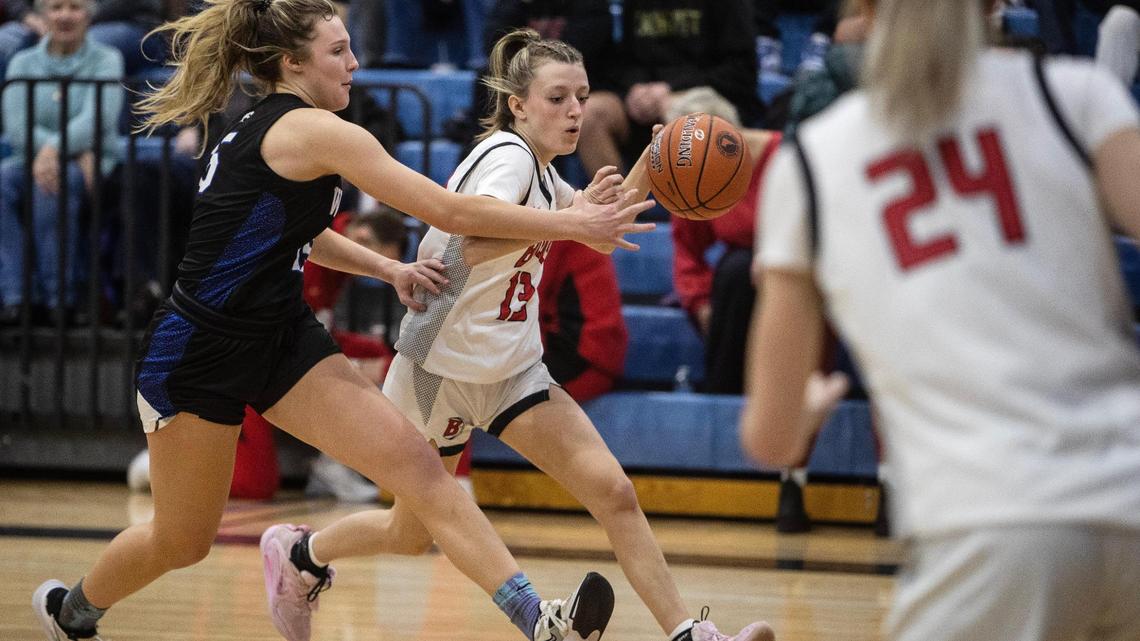 Boise sophomore Avery Patricco drives to the basket Thursday at Timberline. The Brave held on to the No. 3 ranking in the final Idaho girls basketball media poll released Tuesday.
