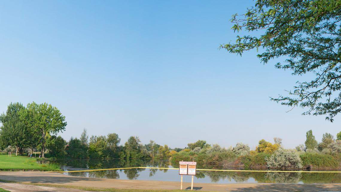 This pond in Eagle Island State Park was closed after a blue-green algae bloom was detected in July of 2018.