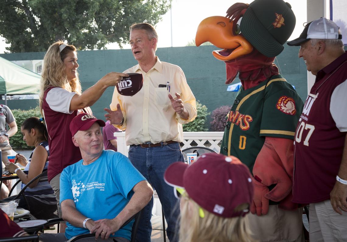Joking that he didn’t want to be responsible for choosing the raffle winner - and making anyone mad at him before the November election - Lt. Gov. ang gubernatorial candidate Brad Little was an honored guest at a July 31 CWI gathering at the Hawks Nest. He helped present a check to a scholarship winner between innings.